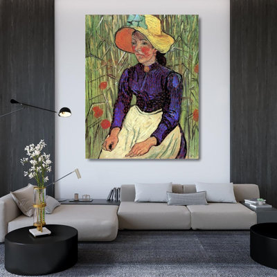 ArtDirect Van Gogh, Vincent Gallery Wrapped Canvas Art Titled: Young Peasant Woman Straw Hat