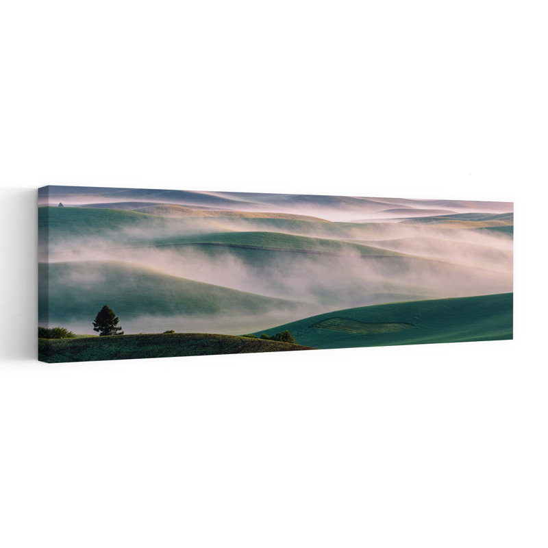 «Misty Rolling Hills Peaceful Serene Tranquil Landscape Nature», art mural, H 36 po x l 12 po