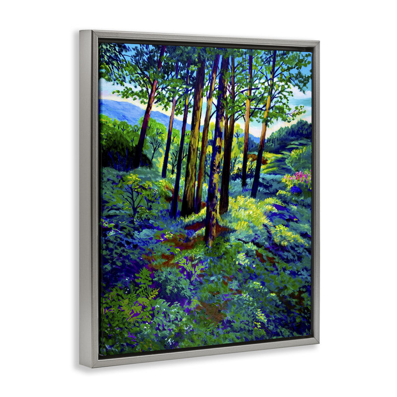 Cadre flottant Blue Ridge Mountain Breezes, design par Lee Ann Zirbes, H 21 po x l 17 po, Cadre flottant gris lustré