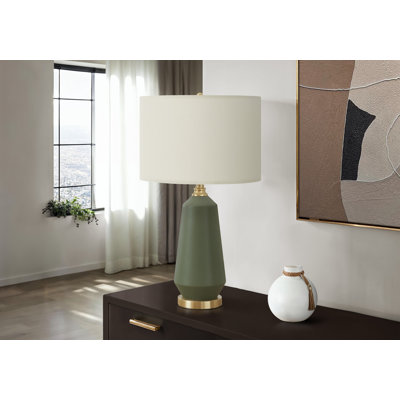 Set Of 2, 18"h, Table Lamp, Black Metal, Ivory / Cream Shade, Contemporary