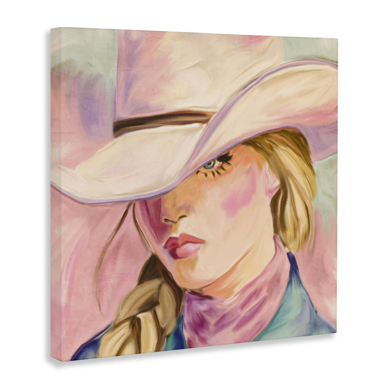 «Pastel Cowgirl Gaze Beneath Hat», conception de Kim Allen, H 24 po x l 24 po
