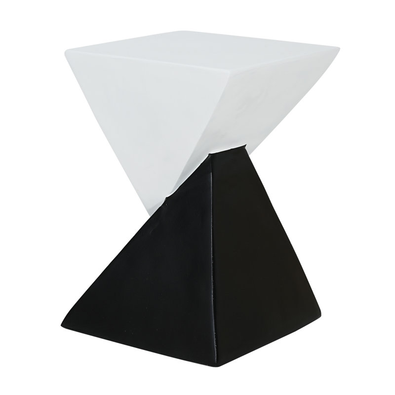 Weott Concrete Block End Table, White/Black