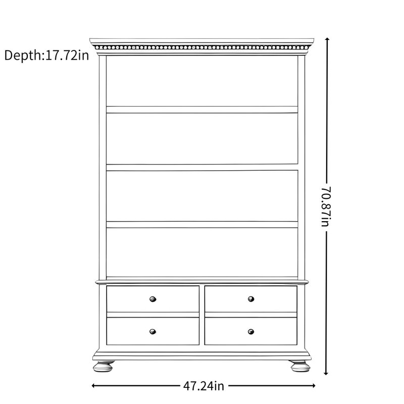 Vitrine en bois massif American Retro, Brun