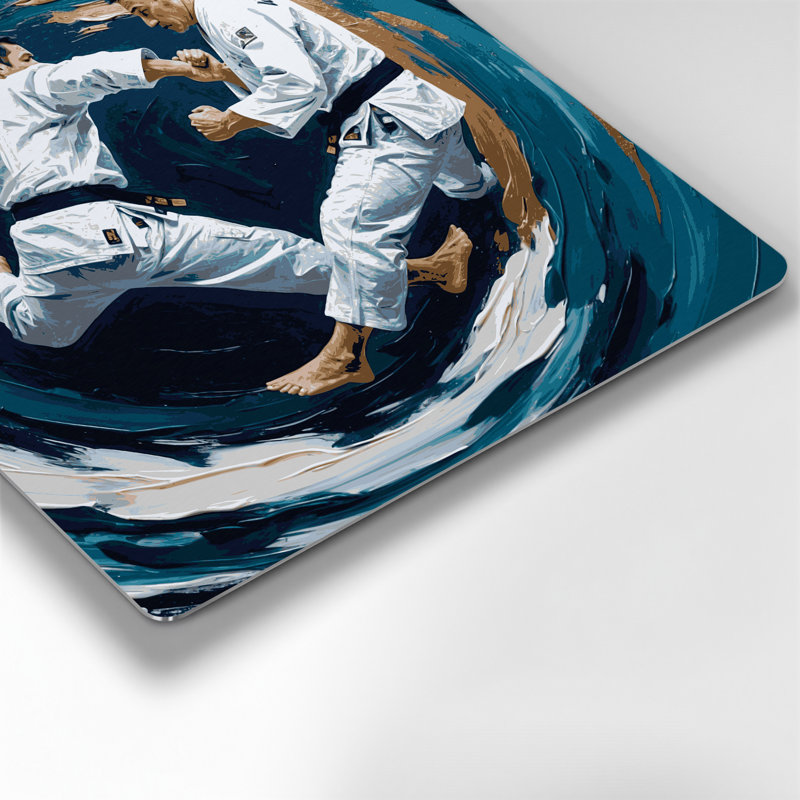 Art mural bleu en métal Sports Judo, H 8 po x l 8 po