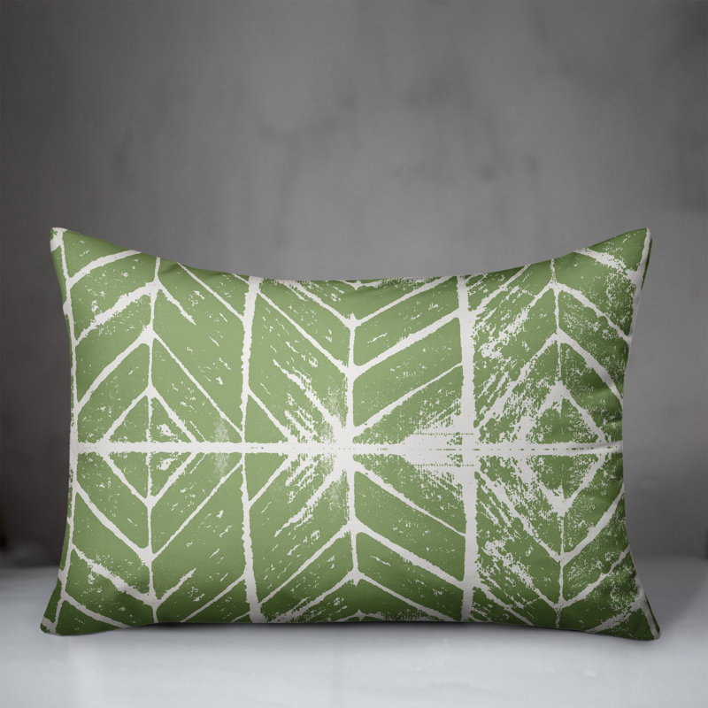 Geometric Outdoor Reversible Throw Pillow, Green
