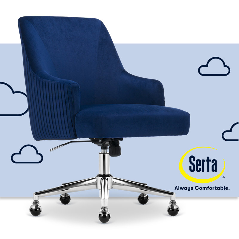 Chaise de bureau Serta Scarlett, Argent, Bleu