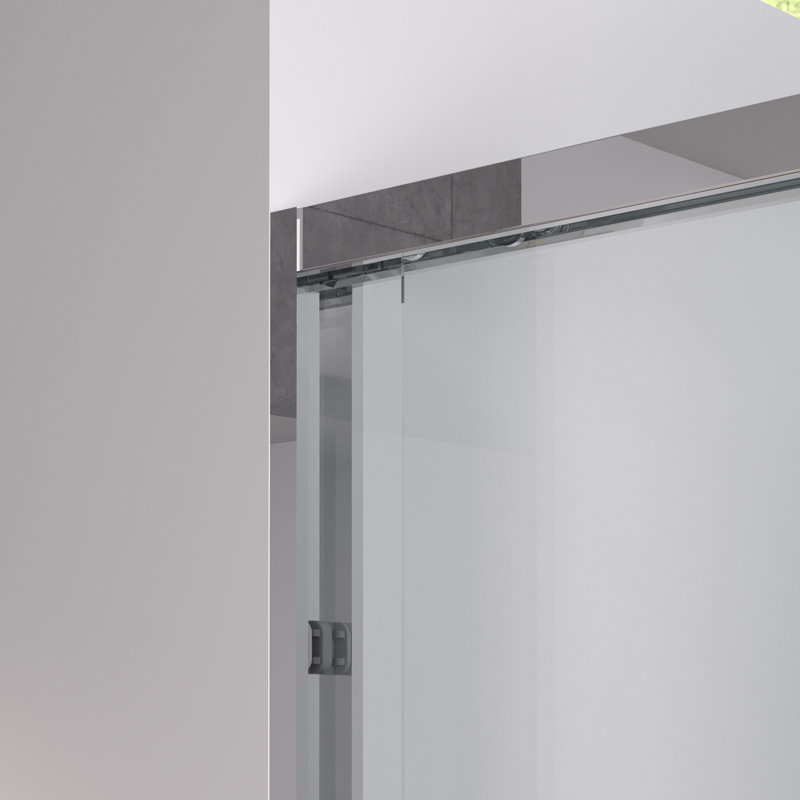 Porte de douche coulissante double avec finition, 56 - 60 "x 58", verre trempé de 1/4 "de 6 mm, cadre en aluminium, coffre de baignoire sécuritaire et tendance pour la salle de bain avec quincaillerie, protection de boîte en nid d'abeille
