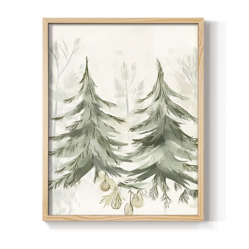 «Christmas Holiday Art CDII», reproduction encadrée - bois massif, H 15 po x l 12 po, Naturel