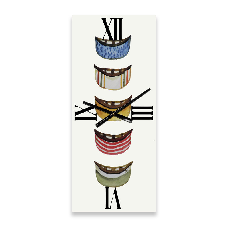 Cinq canots - Grande horloge murale Lake House, Petit
