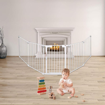 Baby Safety Gate Extra Wide with 5 Metal Pannels,Extra Long Dog Gate Pet Gate