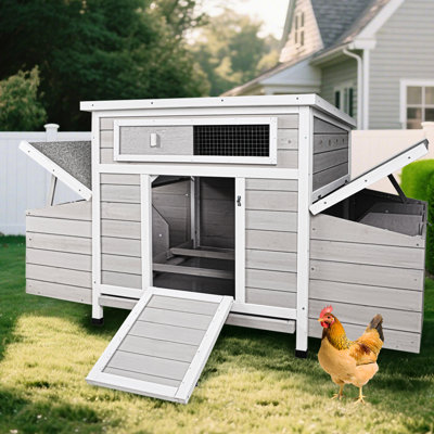 Poulailler d'extérieur, cage à volaille en bois, couvre-pieds imperméables pour la protection, portes et fenêtres sécurisées, système de ventilation, profondeur de 57,13 po, poulailler extérieur de 32,88 po, grand à partir de, 30,58 po