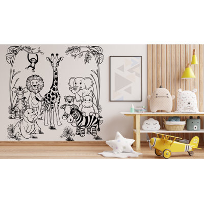 Animals Scene Wall Decal Decor, Animals Decor, Animals Theme, Nursery Decor, Kids Room, Giraffe Lion Elephant Zebra Monkey Teddy Bear