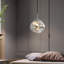 Luminaire suspendu sphérique à cordon réglable de 14,11 pi - Lustre en chrome soufflé à intensité variable avec miroir et effets de lave, éclairage d'îlot pour chambre à coucher, décoration intérieure élégante