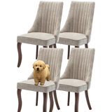 Modern Simplicity Linen Upholstered Dining Chairs Set of 4