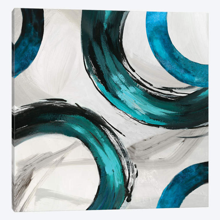 «Teal Ring II», reproduction sur toile, H 18 po x l 18 po x P 1,5 po, Toile tendue, Pas de tapis