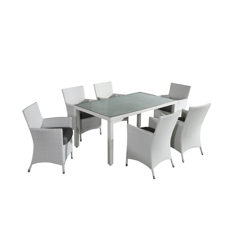 Ensemble de salle à manger avec coussins 7 pièces Chiasso, Blanc