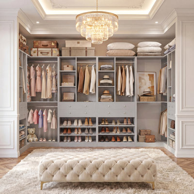 Navada Closet System with Wooden Drawers and Shoe Racks