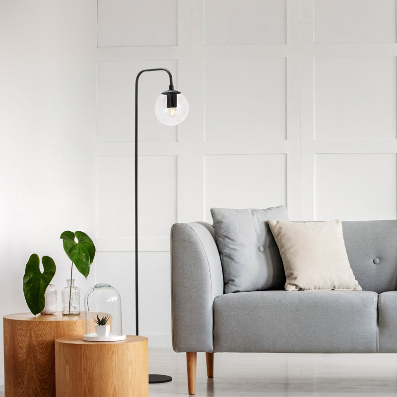 Lampe sur pied arquée 10,61 po Cawe, Blanc, Noir