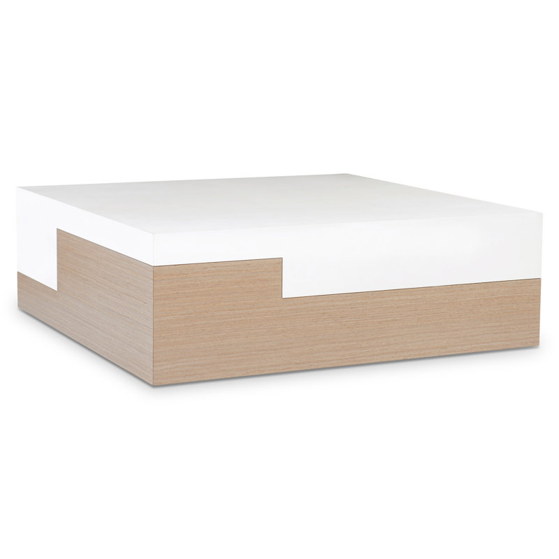 Transitional Adobe Faux Stone and Sahara Wood Square Coffee Table