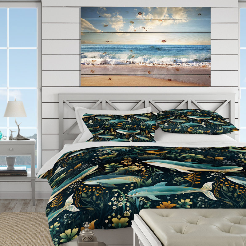 Ensemble de housse de couette Oceanic Whale, Housse de couette pour très grand lit et 2 très