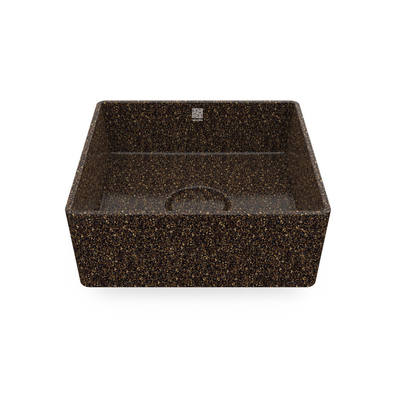 Woodio Cube40 15.748'' Wood Square Bathroom Sink, Root