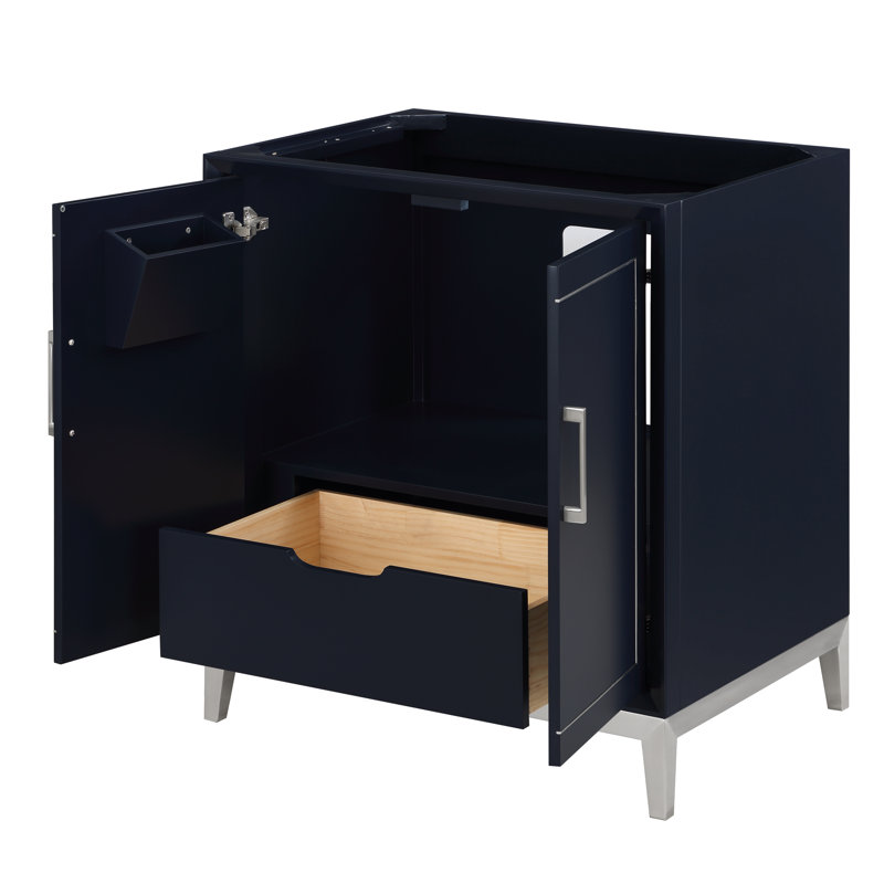Gracie 30'' W Single Vanity, Pacific Blue, Satin Brass, White Quartz