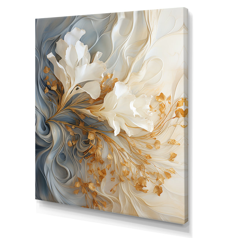 Champagne blanc et or blanc V - Champagne, art mural, Toile tendue, H 32 po x l 16 po x P 1 po