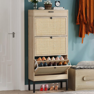 Shoe Cabinet with 3 Flip Drawers,Shoe Storage Organizer, Slim Shoe Storage for Entryway, Hallway