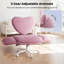 Office Chair with Laptop Tray, Criss Cross Chair with Flip Arms & Wheels, Ergonomic Cross Legged Office Chair, Gliter Fabric Wide Seat Reclining Desk Chair, for Work, Gliter Pink
