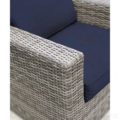 Fauteuil club en osier gris Sunbrella