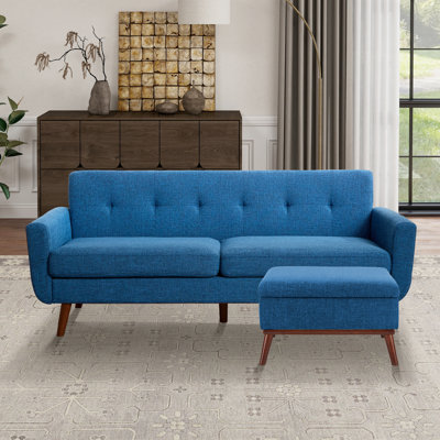 78'' Square Arms Sofa With Ottoman