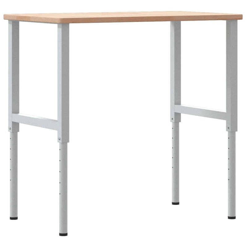 Solid Wood Top Height-Adjustable Workbench, Oak Wood, 98 cm H x 100 cm W x 60 cm D