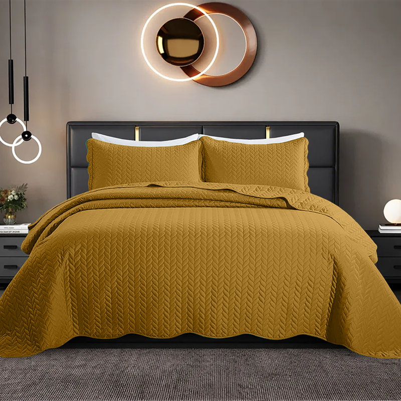 Embossed Microfiber Quilt Coverlet Set, King ( 106 Inc x 96 Inc ), Purple
