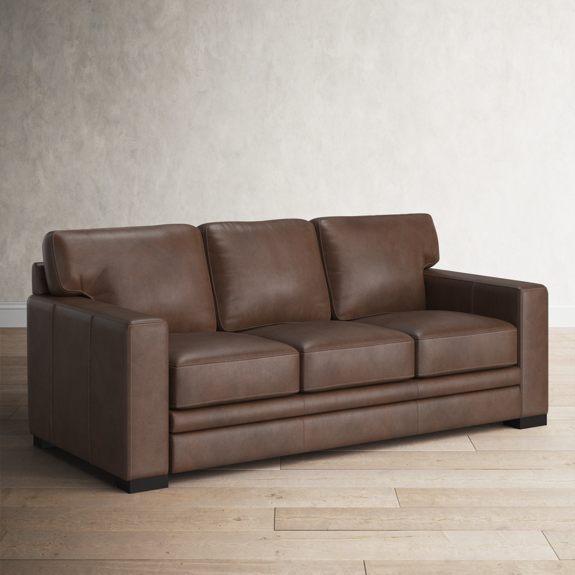 83'' Upholstered Sofa, Brown Top Grain Leather