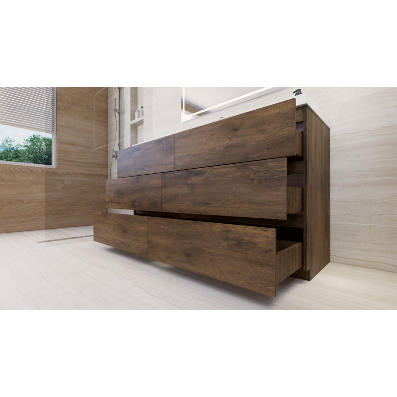 Ensemble de meuble-lavabo simple 60 po Haracha, Bois de rose