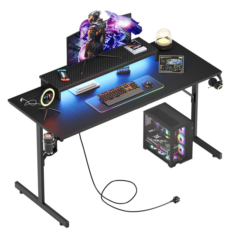 Bueche Metal Base Computer Desk, Black