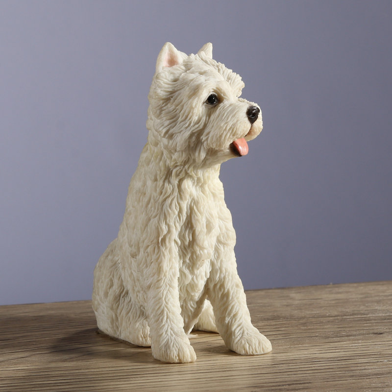 Assise en terrier blanc de 3,54 pouces de haut White West Highland