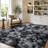 5' x 7' Black Gray Tie‑Dye Shag Area Rug, Ultra‑Soft Fluffy Plush Machine Washable Non‑Slip Indoor Rug for Living Room Bedroom