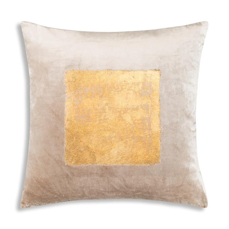 Housse et insert de coussin en velours Verona, Pierre / or