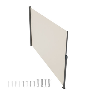 Auvent rétractable latéral, 71 x 118 po, tissu en polyester 280 g, 1 pièce, écran d'intimité, beige, imperméable et protection UV