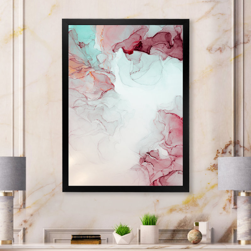 Marbre gris et rose, ondulations d'art II - reproduction d'art moderne sur toile, H 36 po x l 24 po x P 1 po
