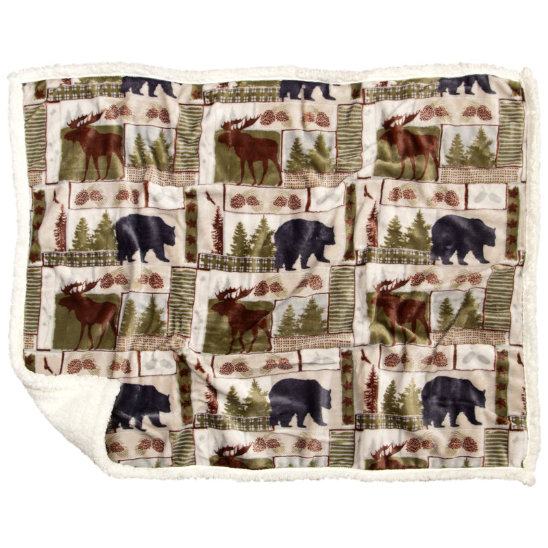 Couverture en polyester Lodge, 30 po x 20 po, Gris foncé / Blanc