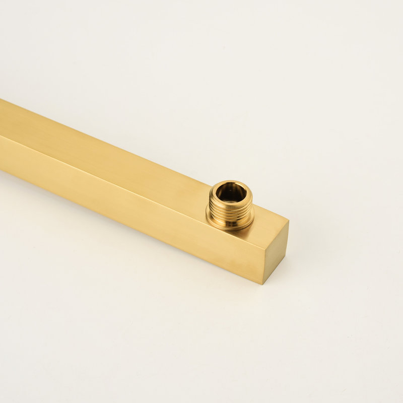 Gold Shower With Arm And Bodysprays: Natural Rainfall Head, Self-Cleaning, 12.35 In Depth, System Containing Hand Shower, Slide Bar, Bodysprays, Arm, Hose, Valve Trim, Lever Handles. Self-Cleaning