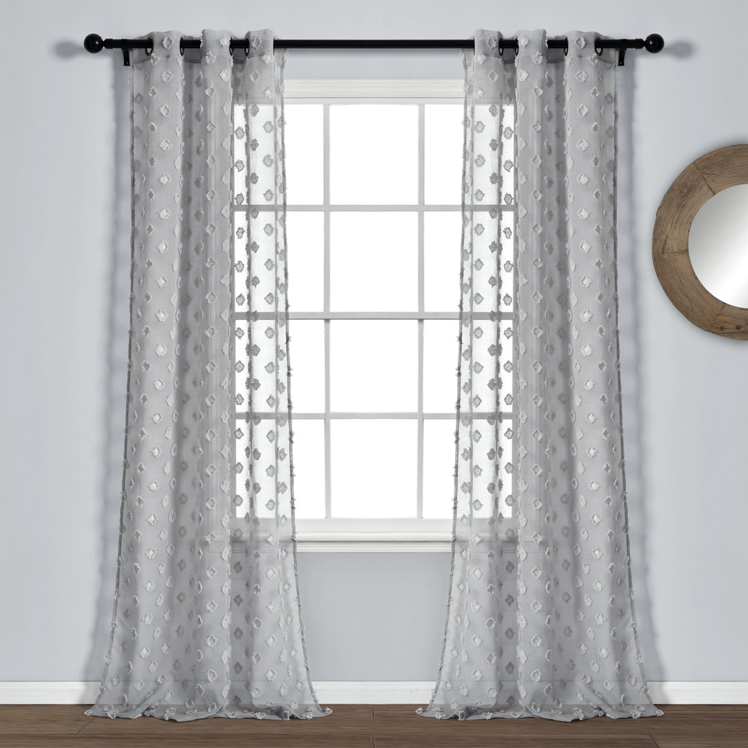 Textured Dot Sheer Polyester Sheer Curtain Pair (Set of 2) Lush Decor Curtain 