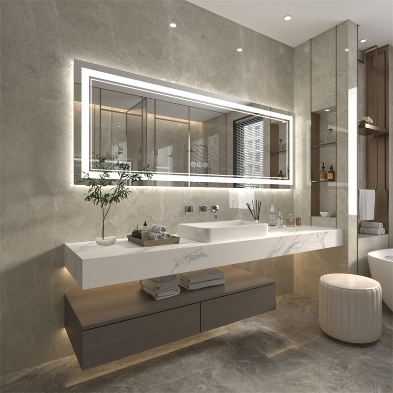 Miroir de salle de bain mural surdimensionné sans cadre, 32 po x 84 po, Rectangle