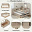 Lit de jour en bois avec tablettes de rangement, portes coulissantes et 3 tiroirs-549845111