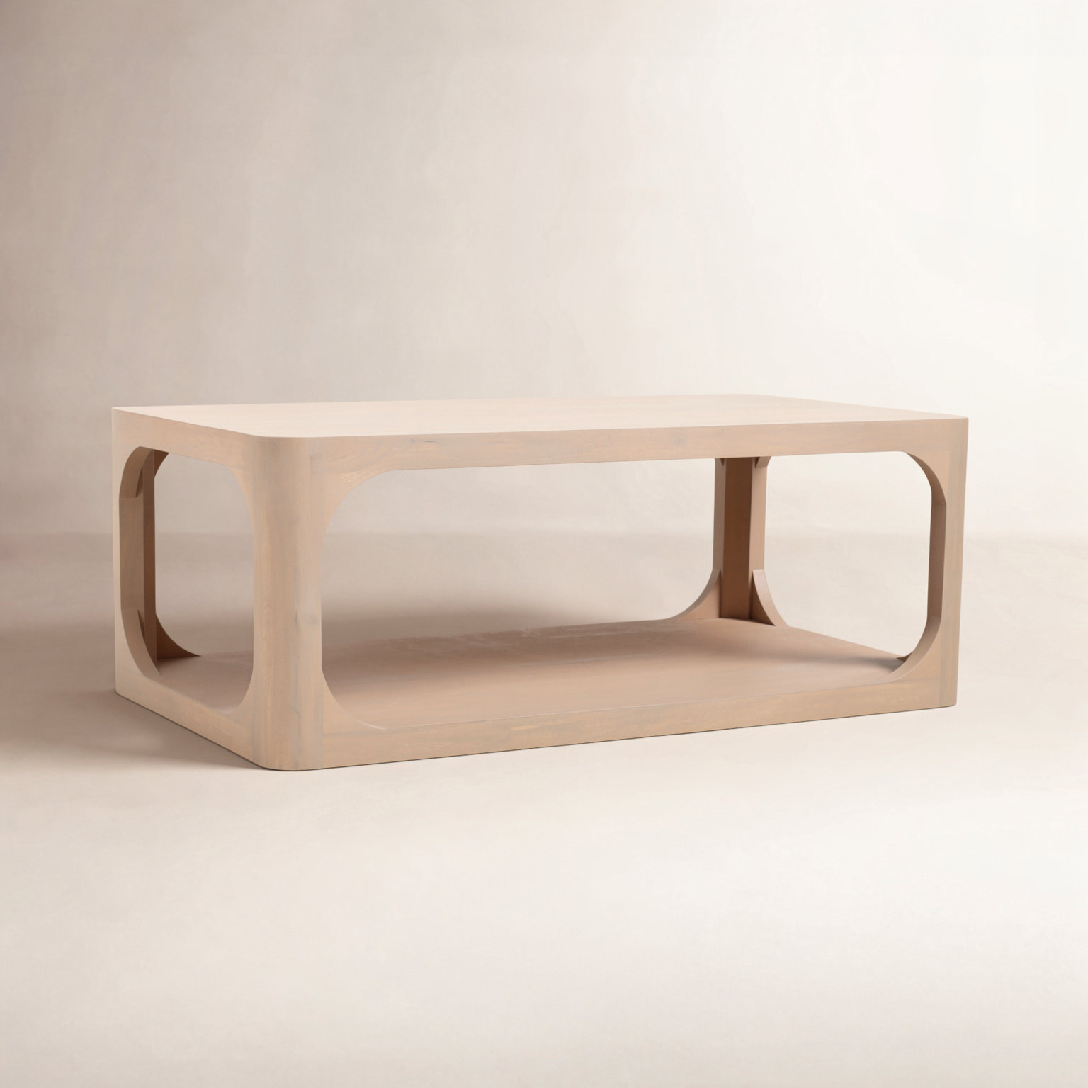 Sybil Solid Wood Coffee Table, 16" H x 42" W x 22" D, Tan