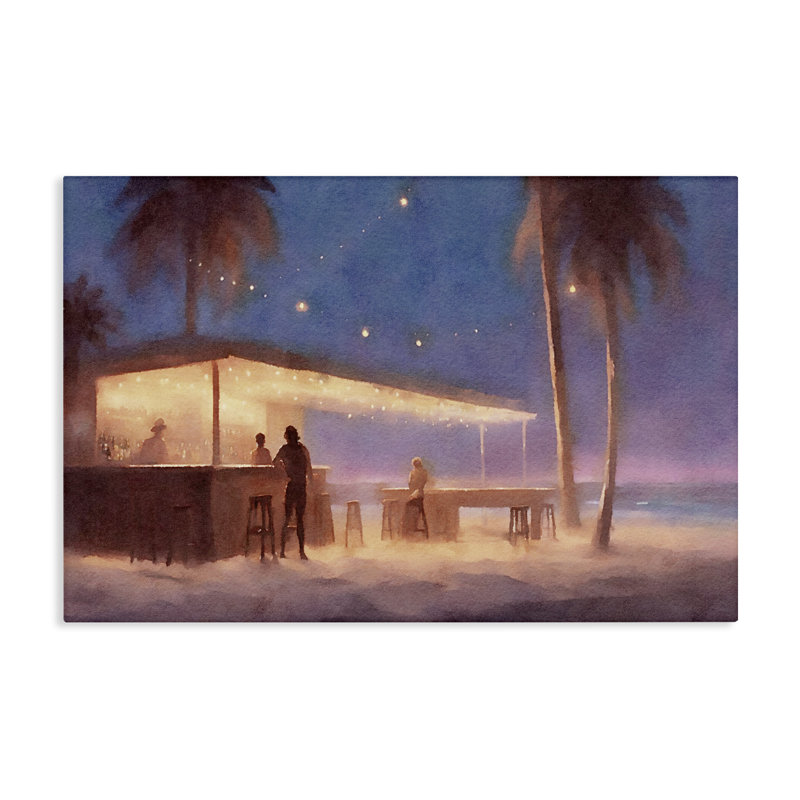  Art mural sur toile "Evening Beach Bar" par Noah Bay, H 16 po x l 24 po