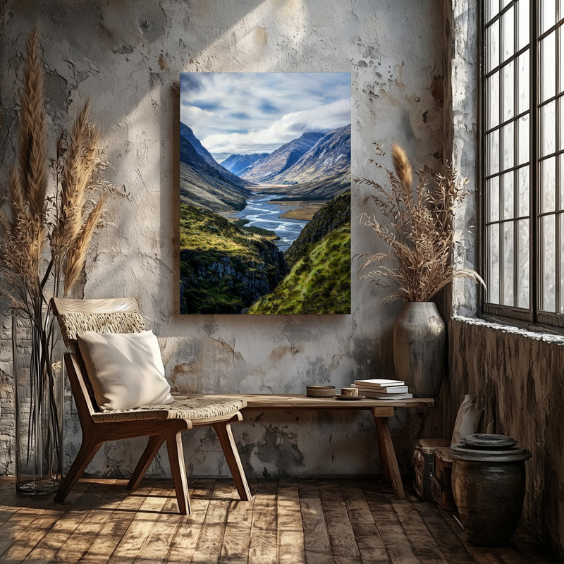 Toile, paysage de vallée époustouflante mettant en vedette des montagnes avec des textures robustes, H 12 po x l 9 po