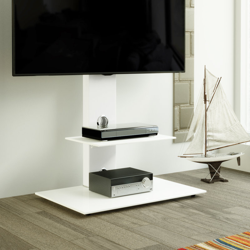 Aketzalli Latitude Run® Single Screen Floor Stand Mount, White with White